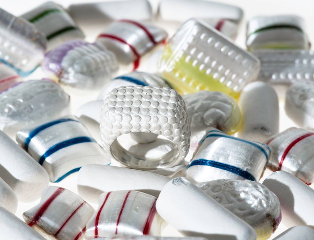 Wide heavy silver ring with matte flat nub surface