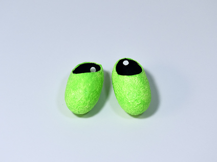Half silk cocoons, green on the outside, black on the inside, to be worn on any plugs or hoops